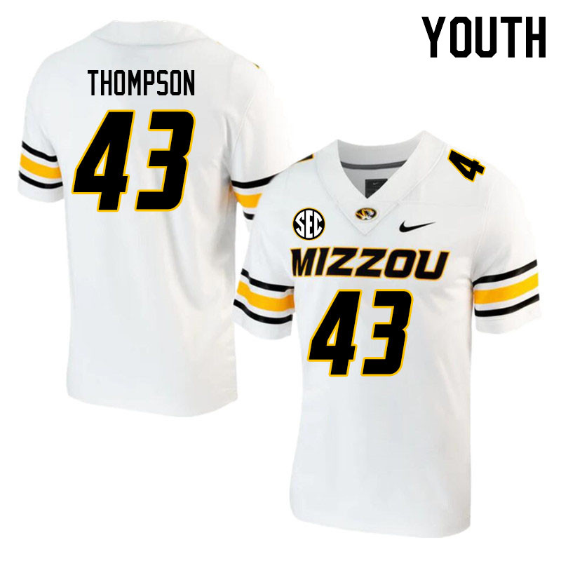Youth #43 Isaac Thompson Missouri Tigers College 2023 Football Stitched Jerseys Sale-White